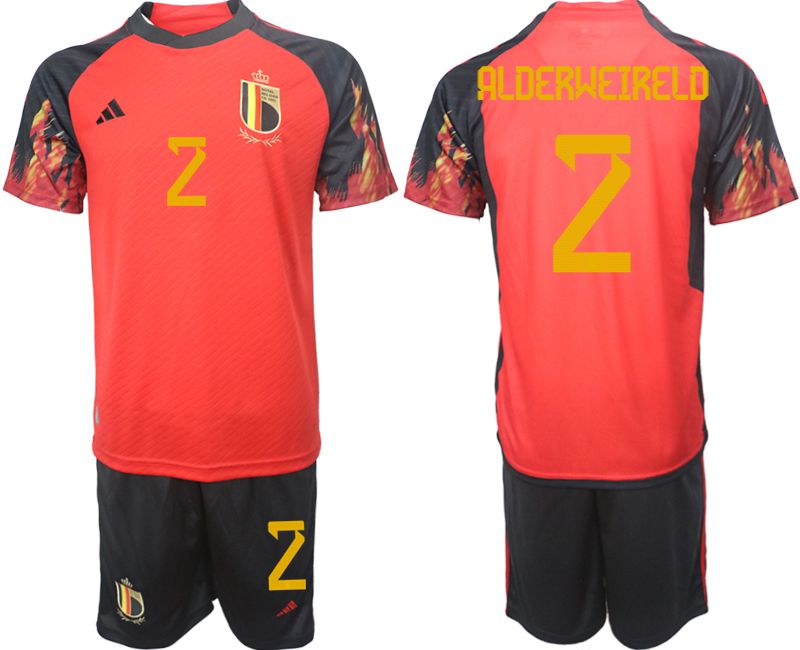 Men 2022 World Cup National Team Belgium home red #2 Soccer Jerseys